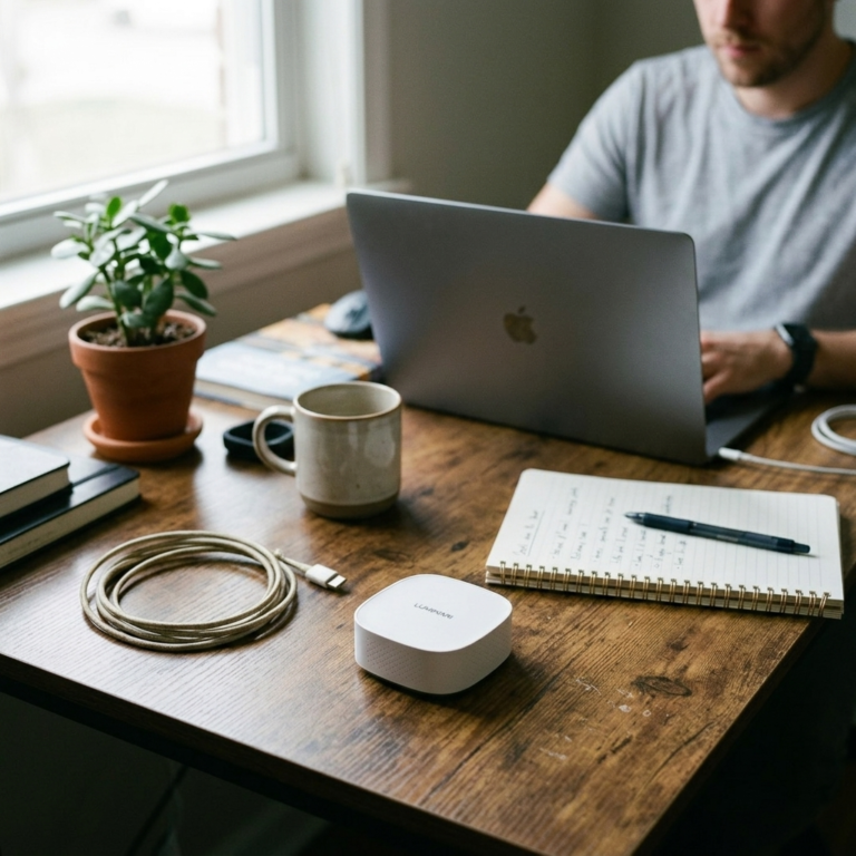 Persona planificando un proyecto en su escritorio con el Smart Hub